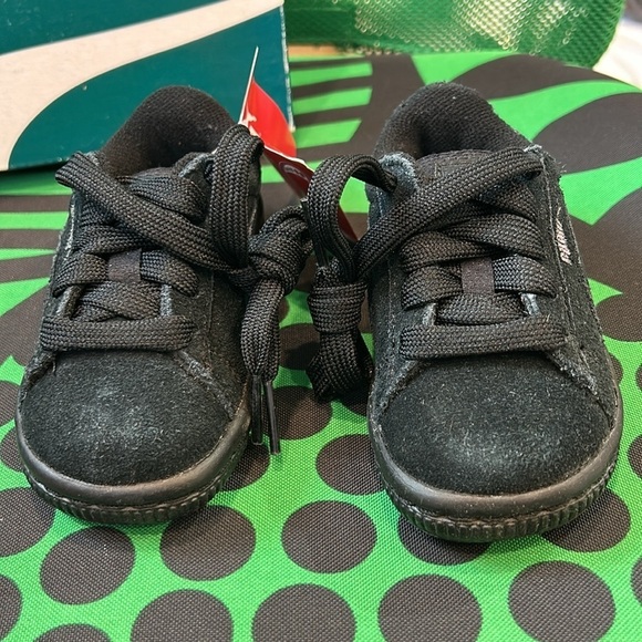 Puma Suede Classic Black Mono silver Infant Children’s Size 5C US new in box - Picture 4 of 9